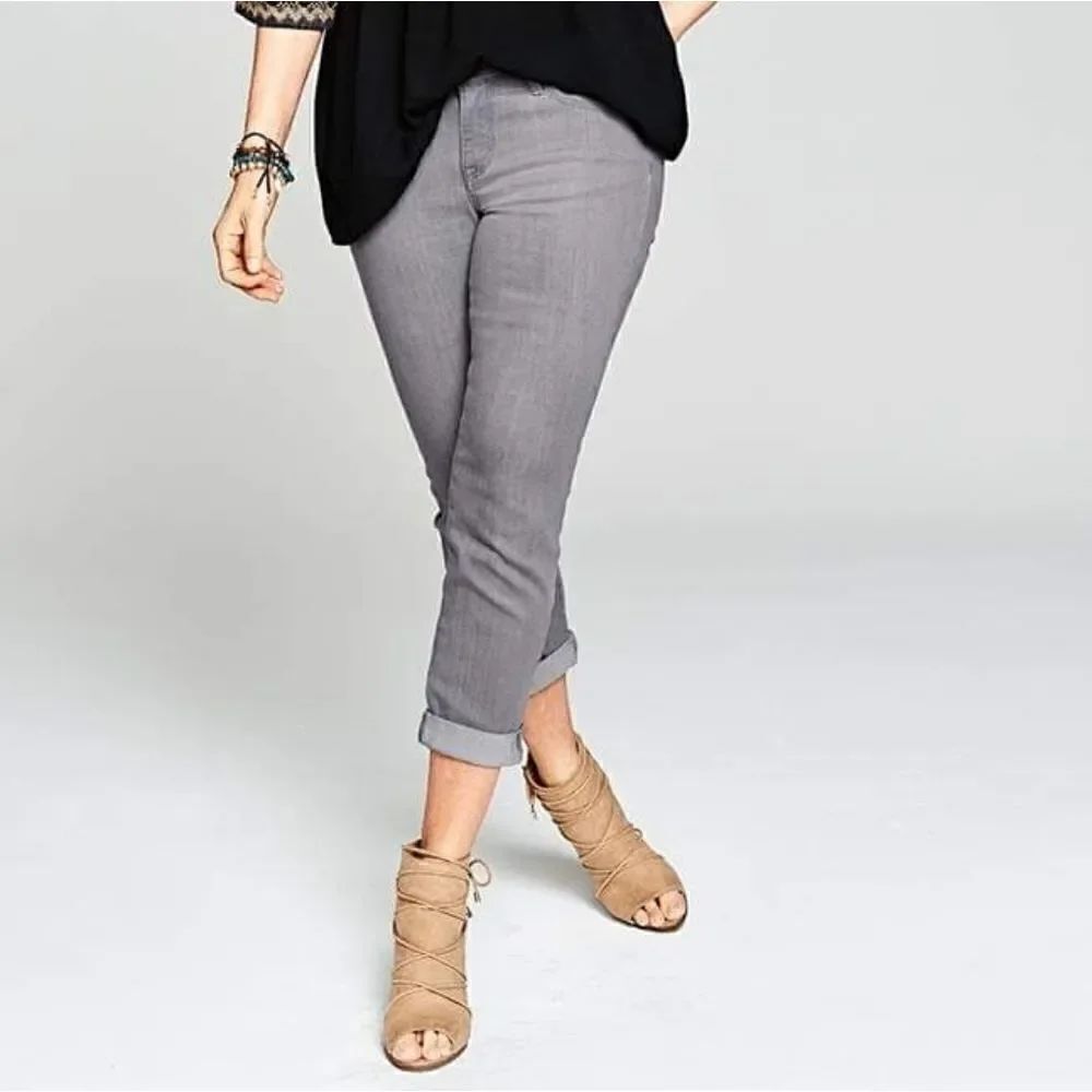 Roz & Ali Gray Straight Leg Denim Jeans